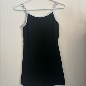 Black Tank Romper with White Trim